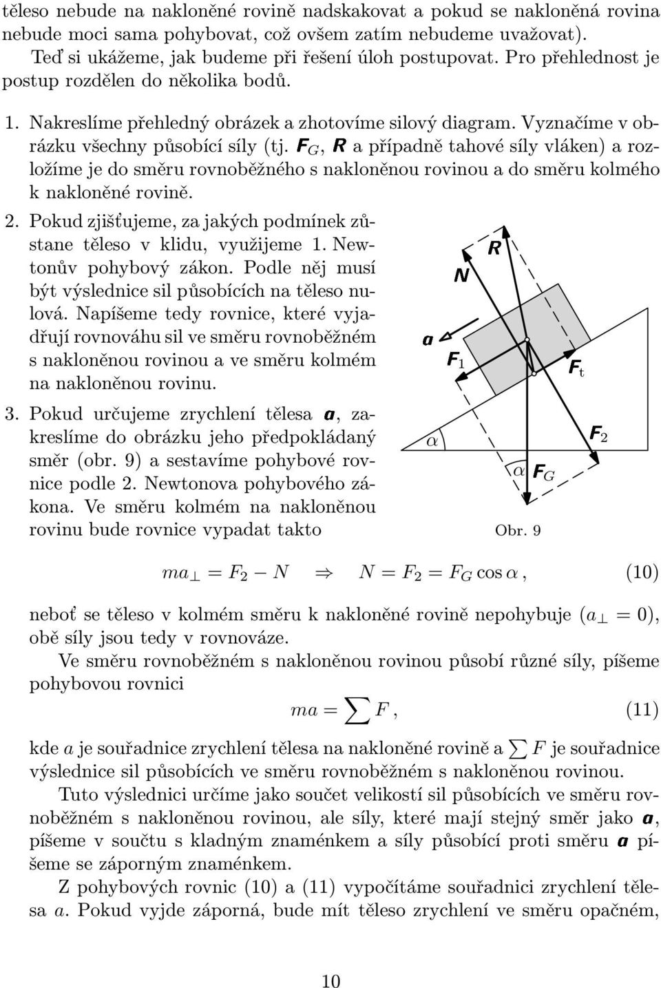 fg,ra případně tahové síly vláken) a rozložíme je do směru rovnoběžného s nakloněnou anr rovinou a do směru kolmého k nakloněné rovině. 2.