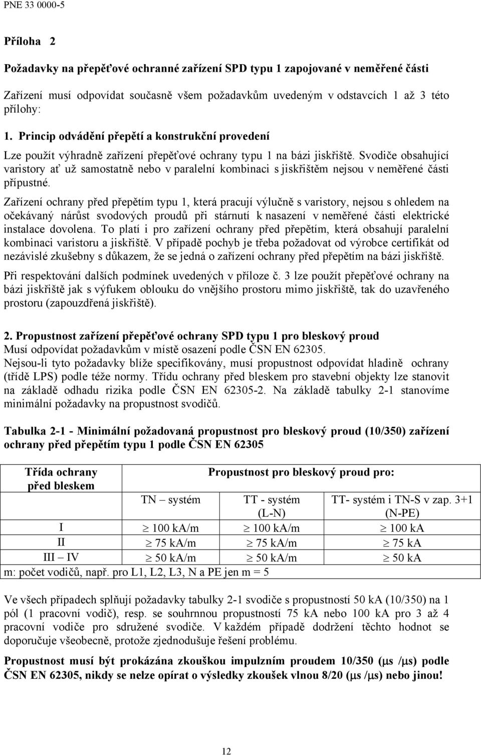 Svodiče obsahující varistory ať už samostatně nebo v paralelní kombinaci s jiskřištěm nejsou v neměřené části přípustné.