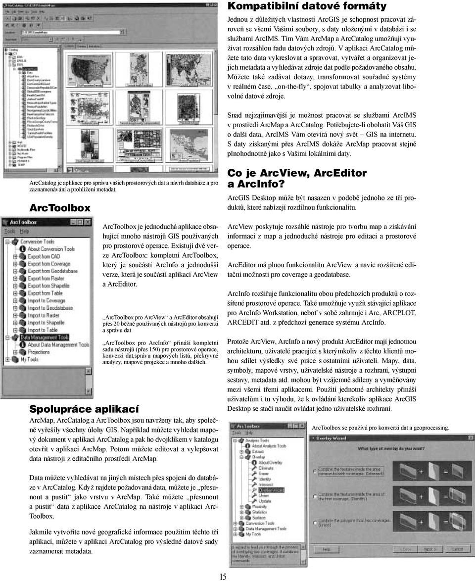 V aplikaci ArcCatalog můžete tato data vykreslovat a spravovat, vytvářet a organizovat jejich metadata a vyhledávat zdroje dat podle požadovaného obsahu.