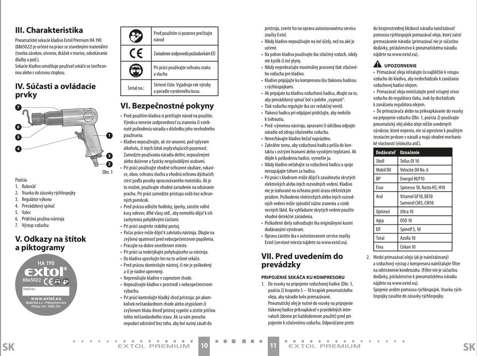 Odkazy na štítok a piktogramy 8865022 Serial no.: HA 190 www.extol.eu Madal Bal a.s. Průmyslová zóna Příluky 244 76001 Zlín 1 3 2 Obr. 1 Serial no.