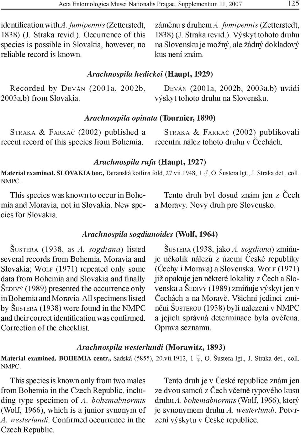 Recorded by DEVÁN (2001a, 2002b, 2003a,b) from Slovakia. STRAKA & FARKAČ (2002) published a recent record of this species from Bohemia.