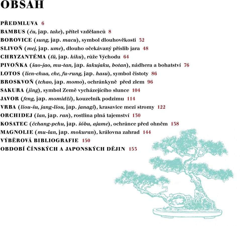 momo), ochránkyně před zlem 96 Sakura (jing), symbol Země vycházejícího slunce 104 Javor (feng, jap. momidži), kouzelník podzimu 114 Vrba (liou-šu, jang-liou, jap.