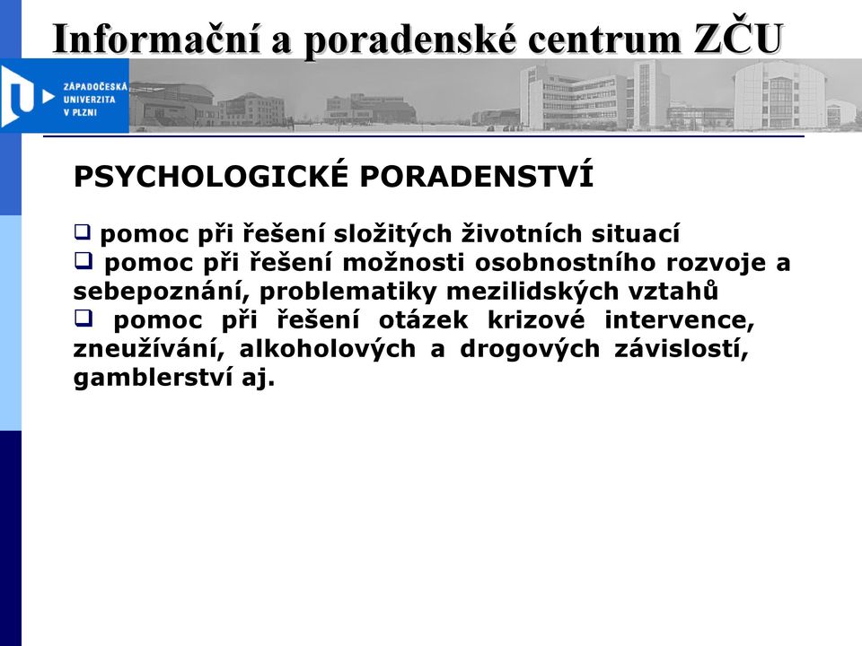 sebepoznání, problematiky mezilidských vztahů pomoc při řešení