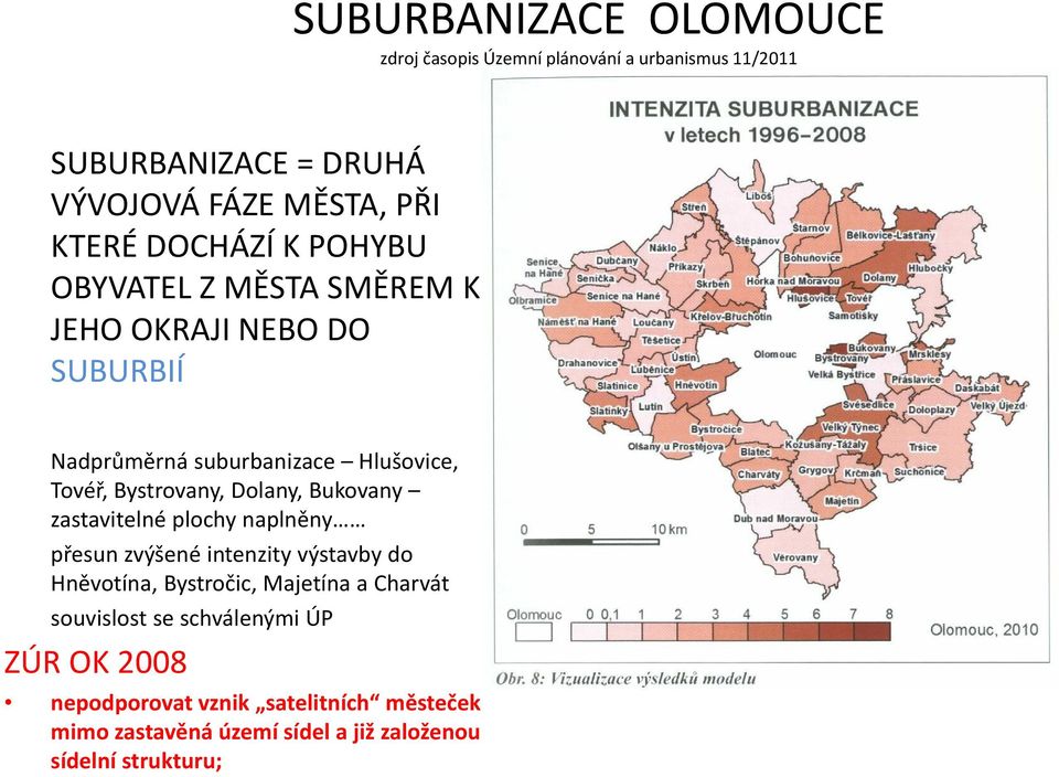 Dolany, Bukovany zastavitelné plochy naplněny přesun zvýšené intenzity výstavby do Hněvotína, Bystročic, Majetína a Charvát