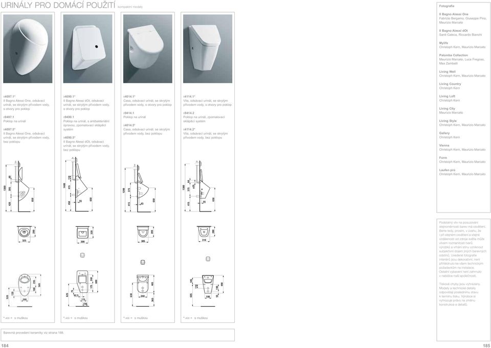 1* Il Bagno Alessi One, odsávací urinál, se skrytým p ívodem vody, s otvory pro poklop 89497.1 Poklop na urinál 84097.