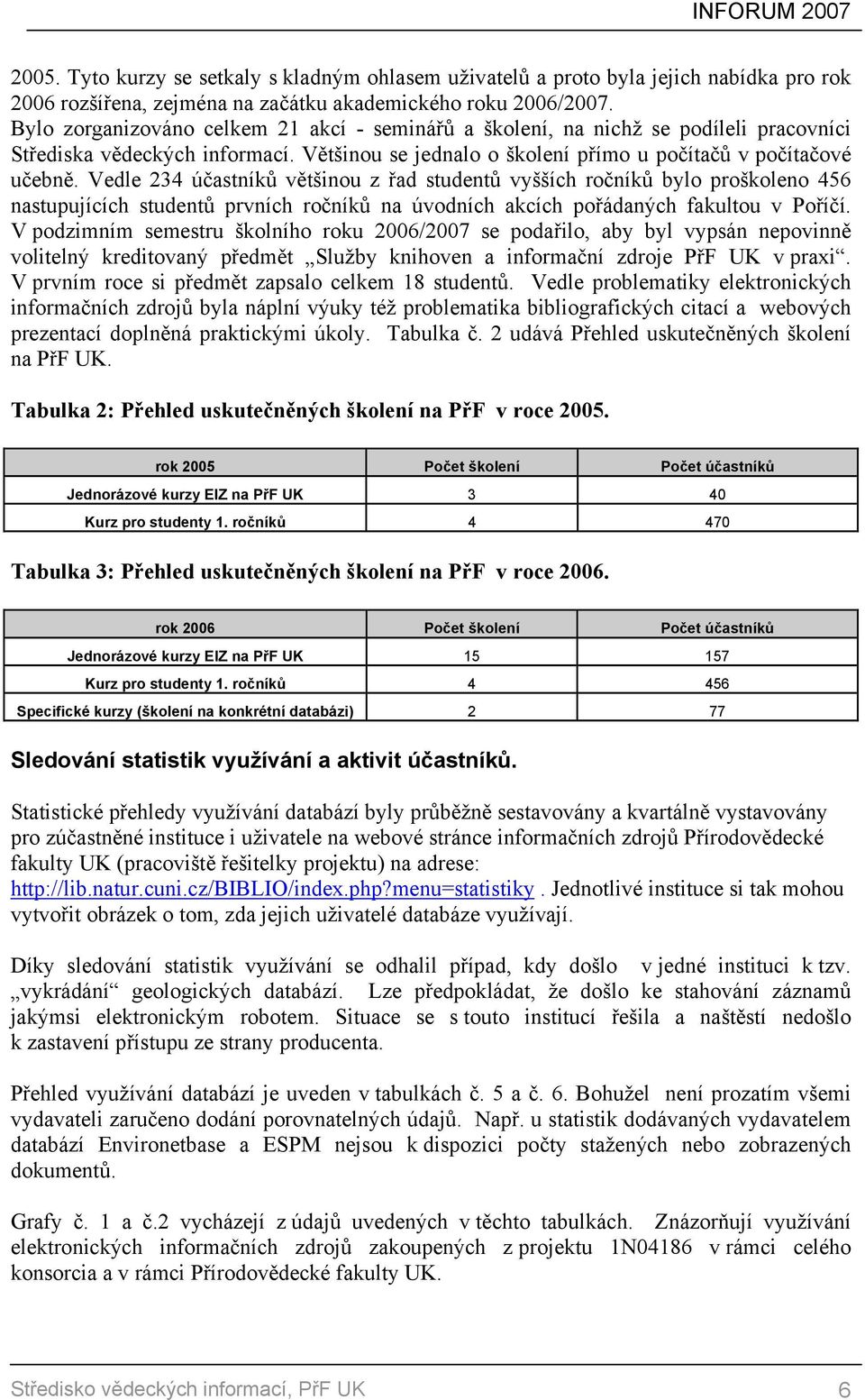 Vedle 234 účastníků většinou z řad studentů vyšších ročníků bylo proškoleno 456 nastupujících studentů prvních ročníků na úvodních akcích pořádaných fakultou v Poříčí.