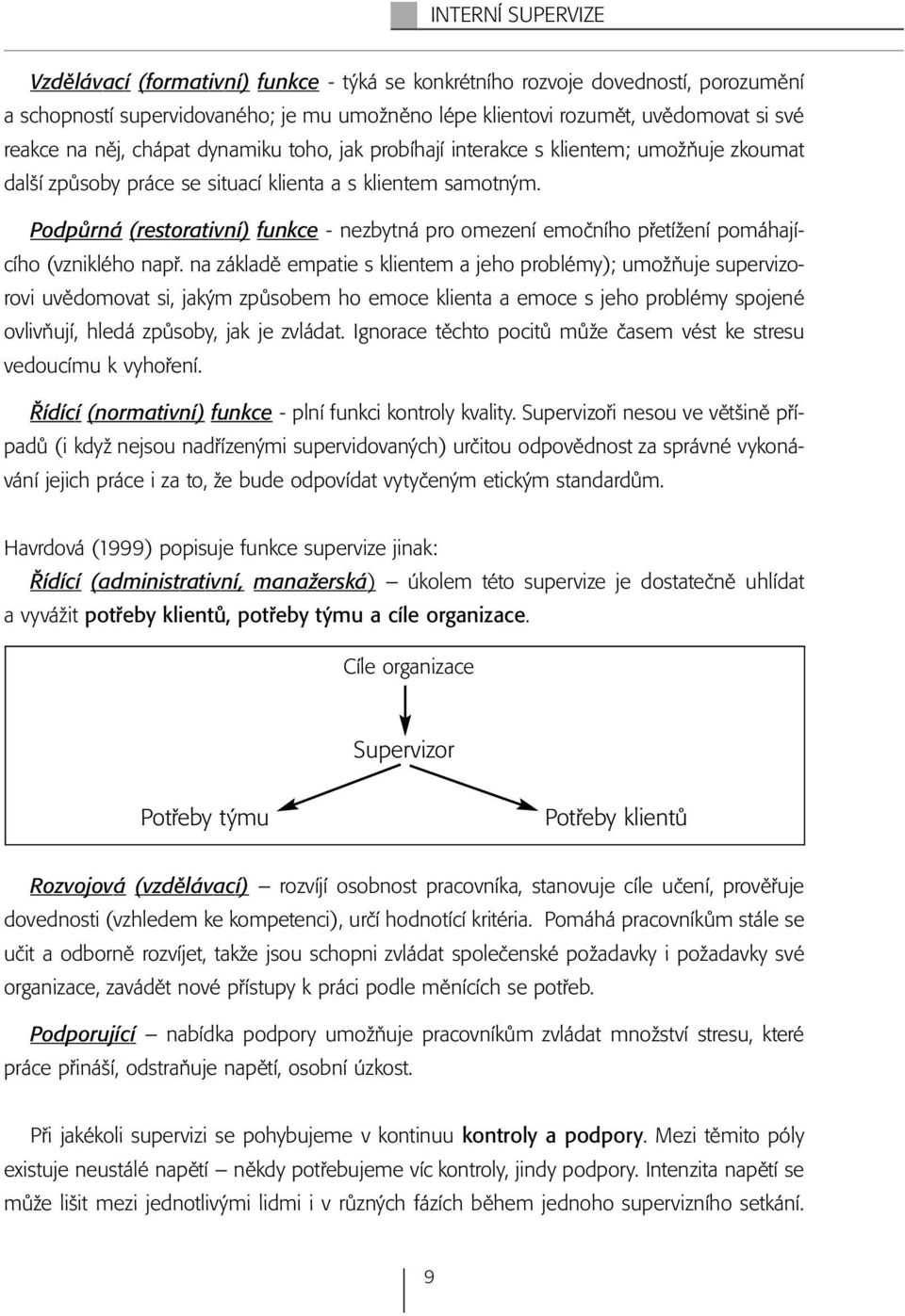 Podpůrná (restorativní) funkce - nezbytná pro omezení emočního přetížení pomáhajícího (vzniklého např.