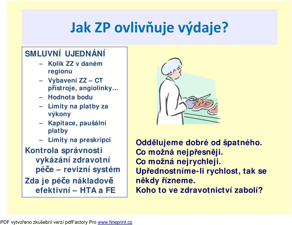 výkony Kapitace, paušální platby Limity na preskripci Kontrola správnosti vykázání zdravotní péče revizní