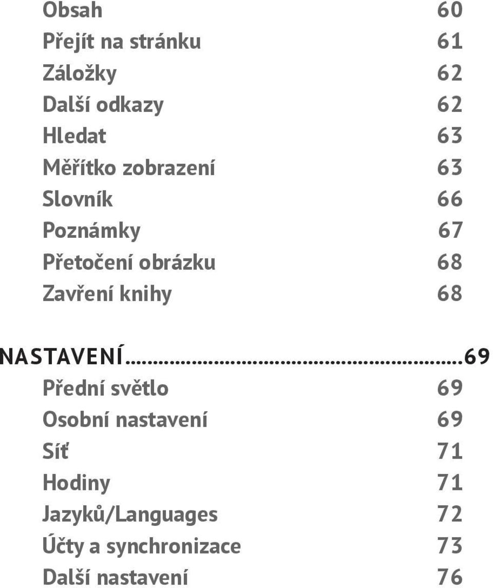 Zavření knihy 68 NASTAVENÍ.