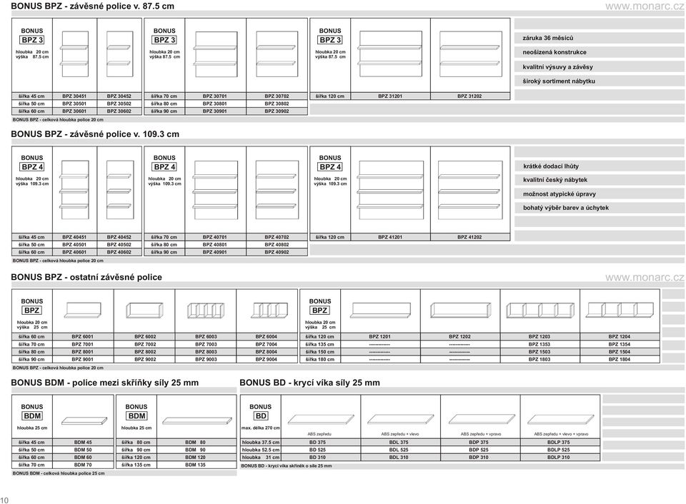 5 cm kvalitní výsuvy a závìsy šíøka 45 cm BPZ 30451 šíøka 50 cm BPZ 30501 šíøka 60 cm BPZ 30601 BPZ 30452 BPZ 30502 BPZ 30602 šíøka 70 cm BPZ 30701 šíøka 80 cm BPZ 30801 šíøka 90 cm BPZ 30901 BPZ