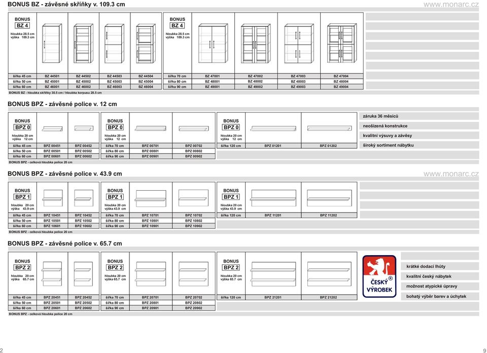cm BZ 49001 BZ 47002 BZ 48002 BZ 49002 BZ 47003 BZ 48003 BZ 49003 BZ 47004 BZ 48004 BZ 49004 BZ - hloubka skøíòky 30.5 cm / hloubka korpusu 28.5 cm BPZ - závìsné police v.