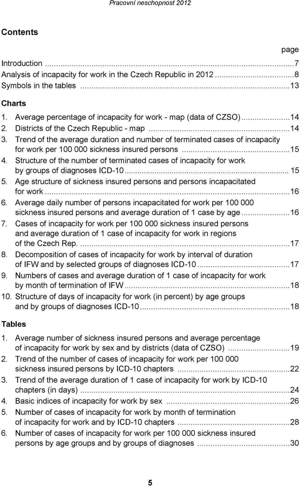 Structure of the number of terminated cases of incapacity for work by groups of diagnoses ICD-10... 15 5. Age structure of sickness insured persons and persons incapacitated for work...16 6.