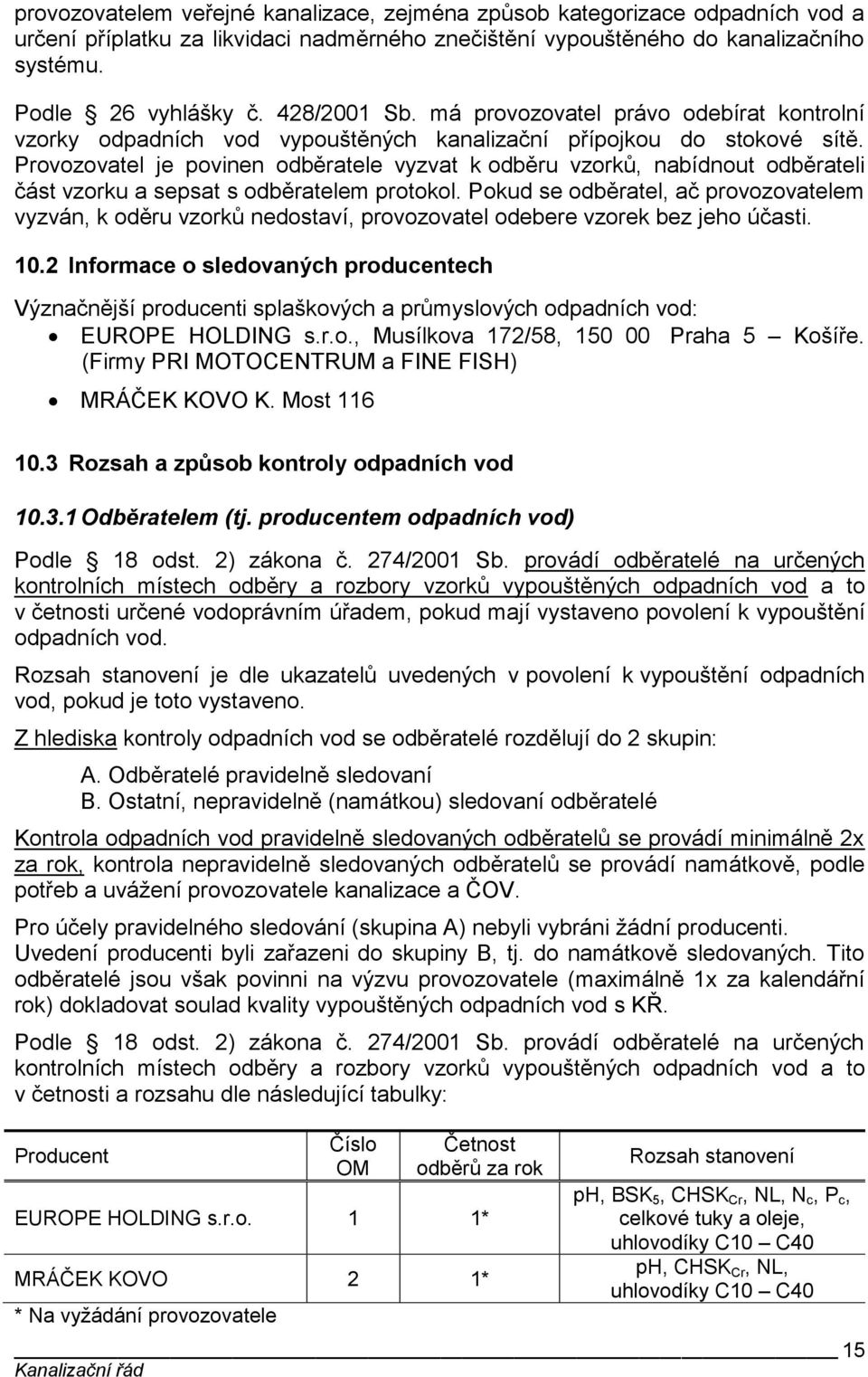 Provozovatel je povinen odběratele vyzvat k odběru vzorků, nabídnout odběrateli část vzorku a sepsat s odběratelem protokol.