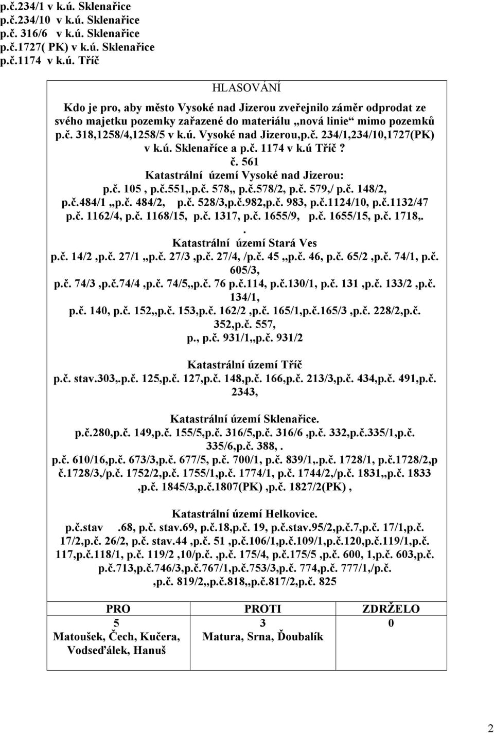 č. 579,/ p.č. 148/2, p.č.484/1,,p.č. 484/2, p.č. 528/3,p.č.982,p.č. 983, p.č.1124/10, p.č.1132/47 p.č. 1162/4, p.č. 1168/15, p.č. 1317, p.č. 1655/9, p.č. 1655/15, p.č. 1718,.