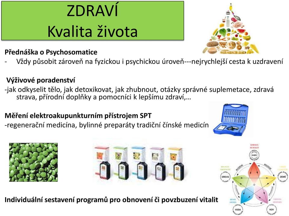 zdravá strava, přírodní doplňky a pomocníci k lepšímu zdraví, Měření elektroakupunkturním přístrojem SPT -regenerační