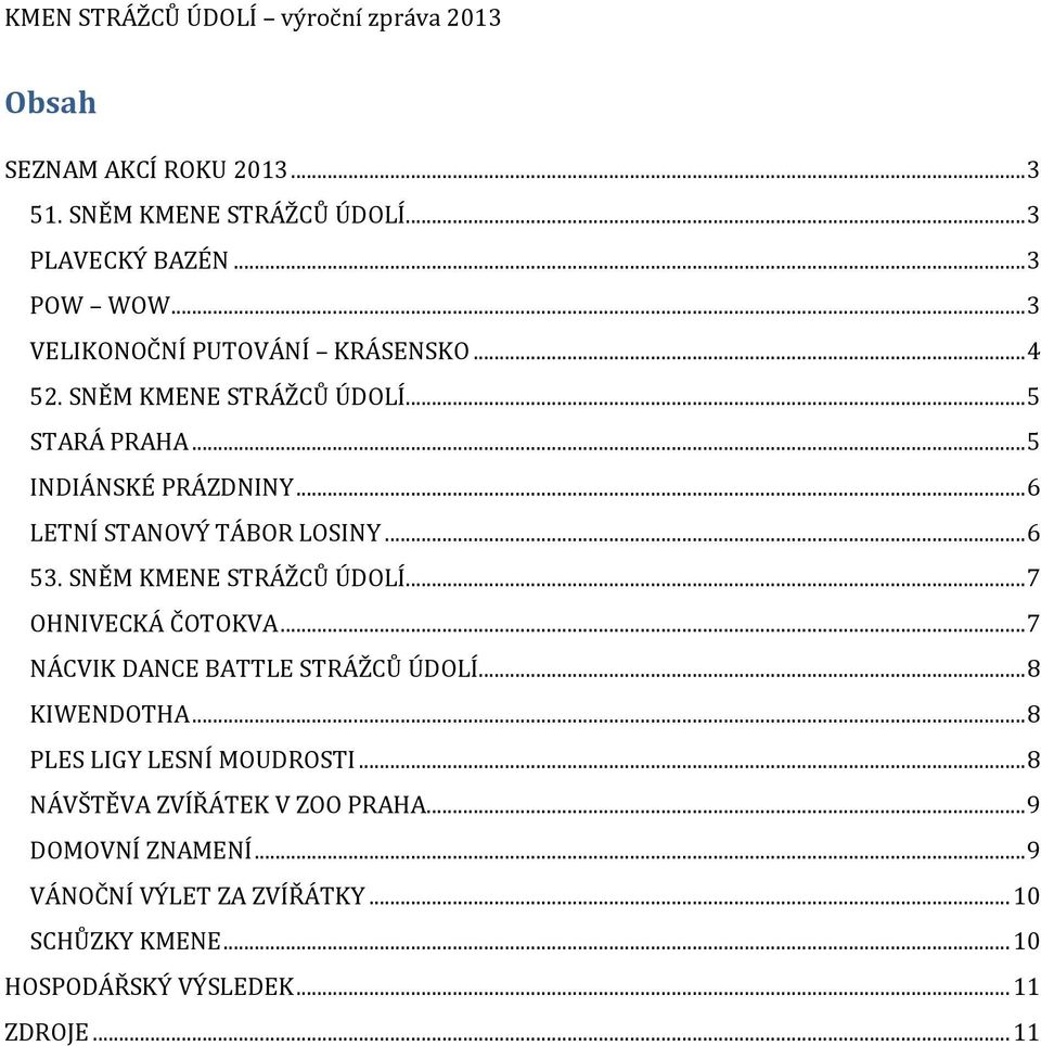 SNĚM KMENE STRÁŽCŮ ÚDOLÍ... 7 OHNIVECKÁ ČOTOKVA... 7 NÁCVIK DANCE BATTLE STRÁŽCŮ ÚDOLÍ... 8 KIWENDOTHA... 8 PLES LIGY LESNÍ MOUDROSTI.