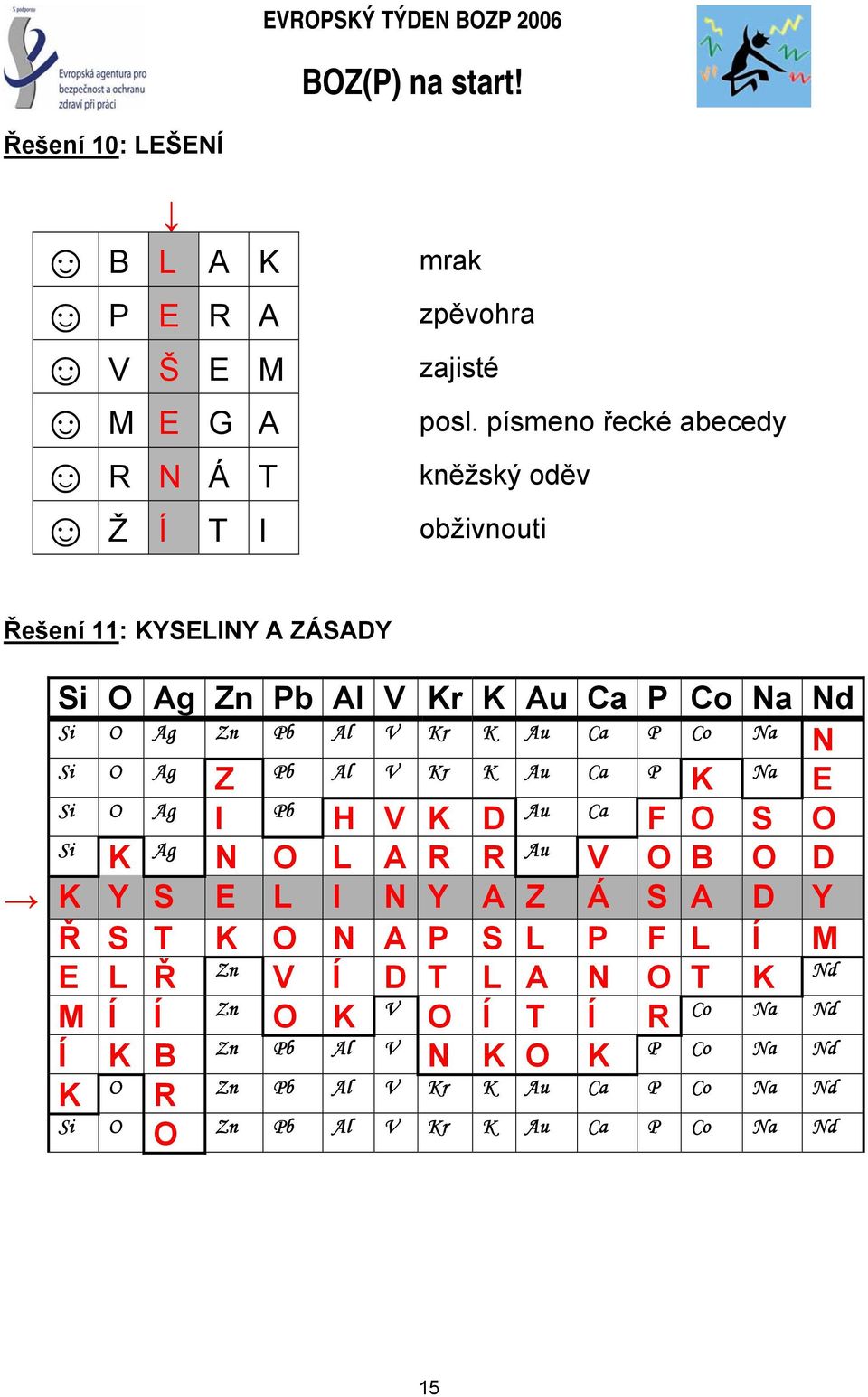 Ag Pb Al V Kr K Au Ca P Na Z K E Si O Ag Pb I H V K D Au Ca F O S O Si K Ag N O L A R R Au V O B O D K Y S E L I N Y A Z Á S A D Y Ř S T K O N A P S