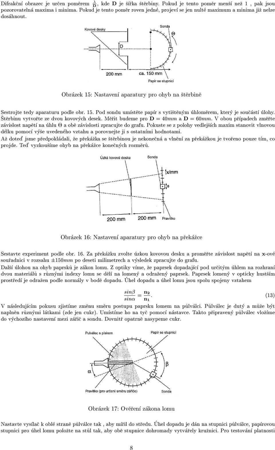 Sterbinu vytvorte ze dvou kovovych desek. Merit budeme pro D = 40mm a D = 60mm. V obou prpadech zmerte zavislost napet na uhlu a obe zavislosti zpracujte do grafu.