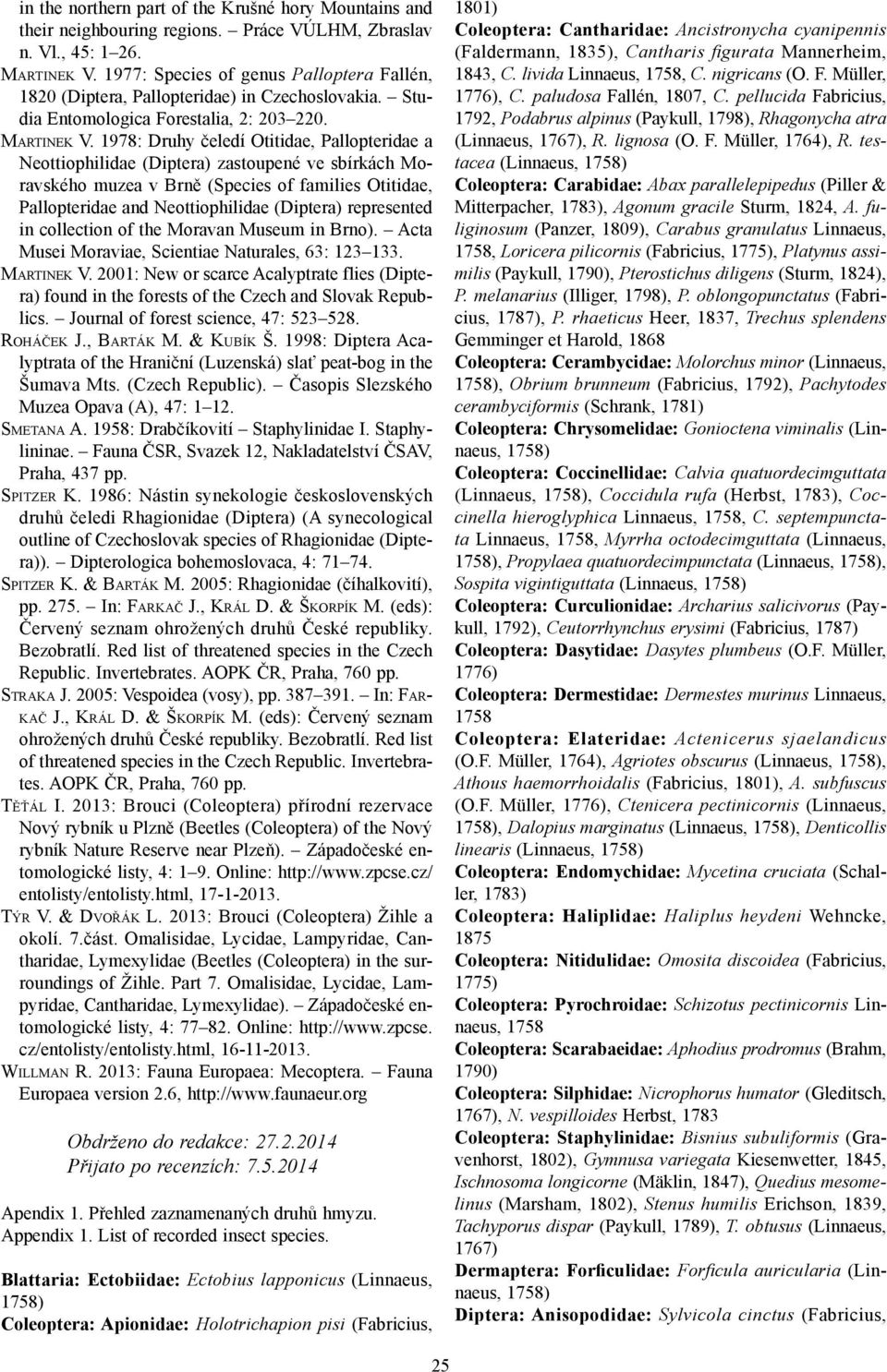 1978: Druhy čeledí Otitidae, Pallopteridae a Neottiophilidae (Diptera) zastoupené ve sbírkách Moravského muzea v Brně (Species of families Otitidae, Pallopteridae and Neottiophilidae (Diptera)