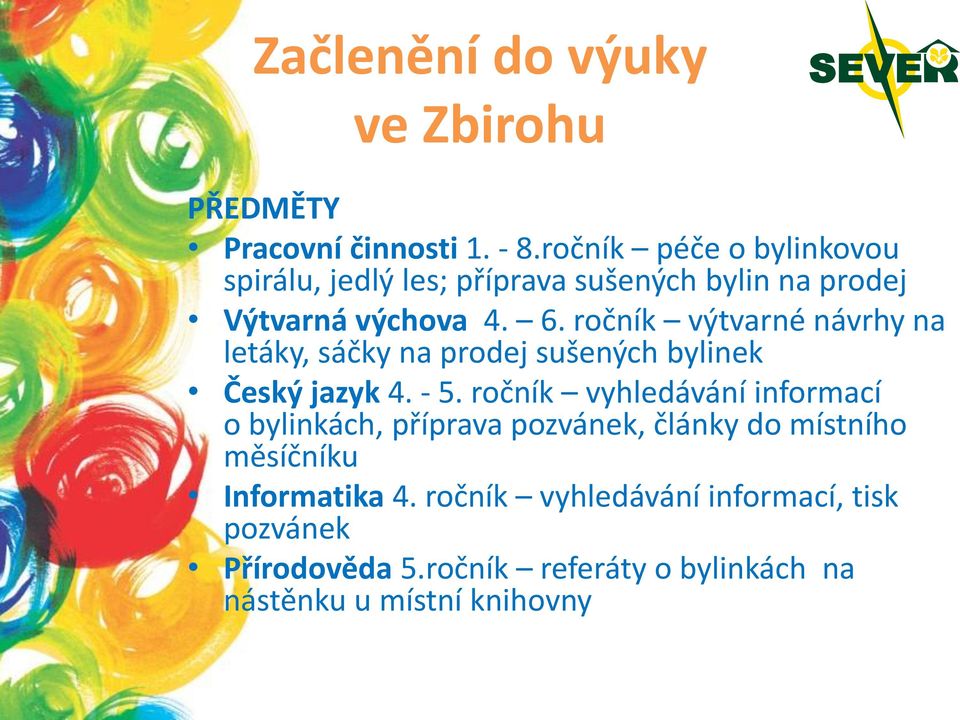 ročník výtvarné návrhy na letáky, sáčky na prodej sušených bylinek Český jazyk 4. - 5.