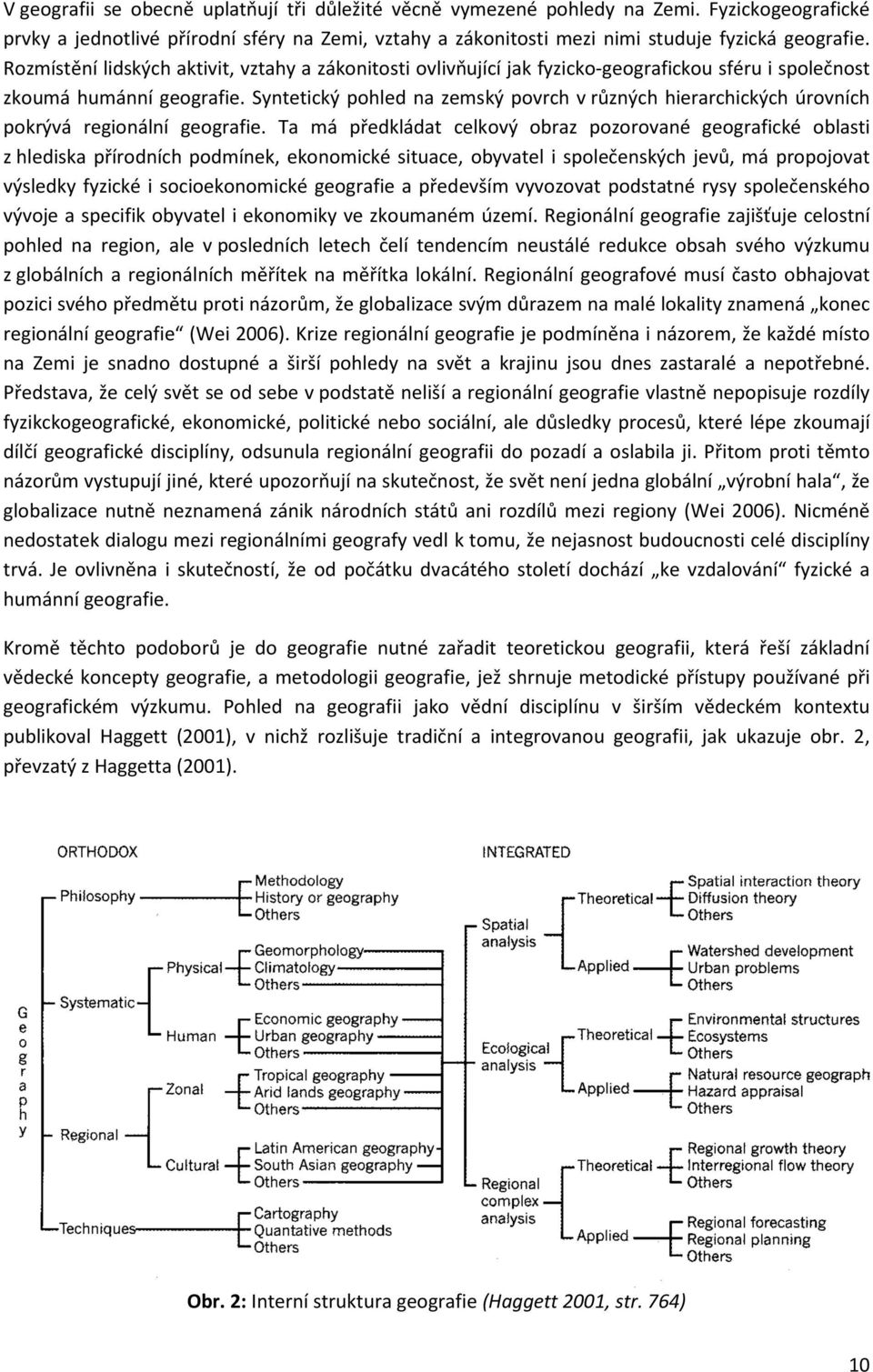 Syntetický pohled na zemský povrch v různých hierarchických úrovních pokrývá regionální geografie.