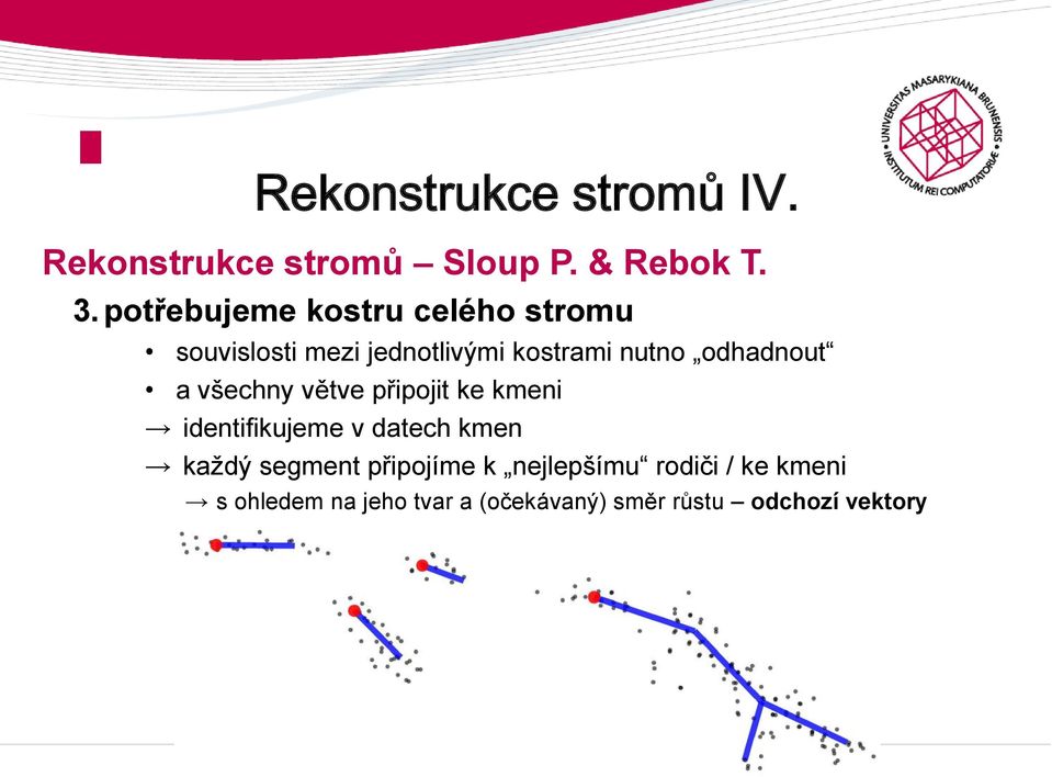 odhadnout a všechny větve připojit ke kmeni identifikujeme v datech kmen každý