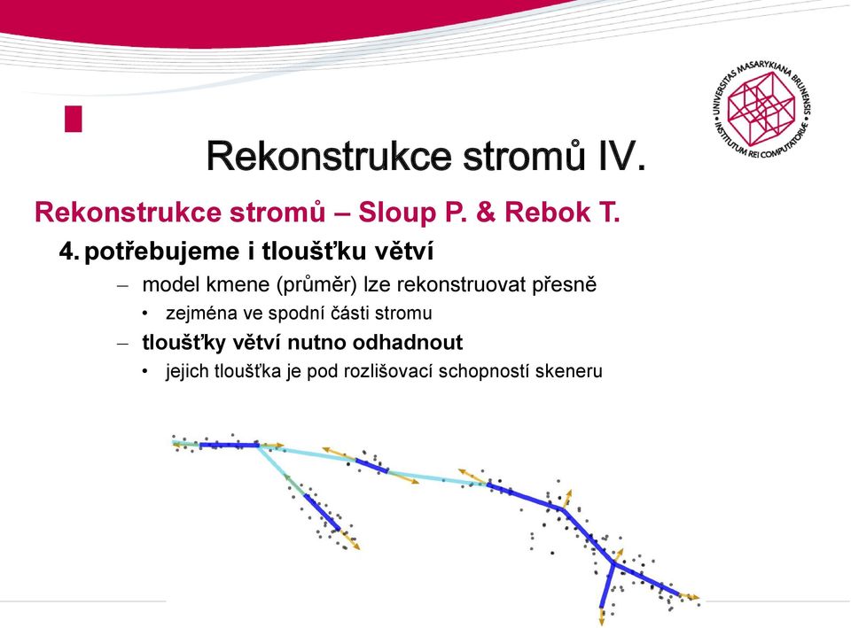 rekonstruovat přesně zejména ve spodní části stromu tloušťky