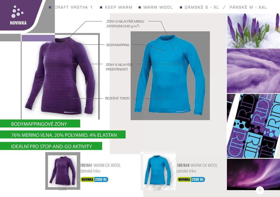 BODYMAPPINGOVÉ ZÓNY 76% MERINO VLNA, 20% POLYAMID, 4% ELASTAN IDEÁLNÍ PRO STOP-AND-GO