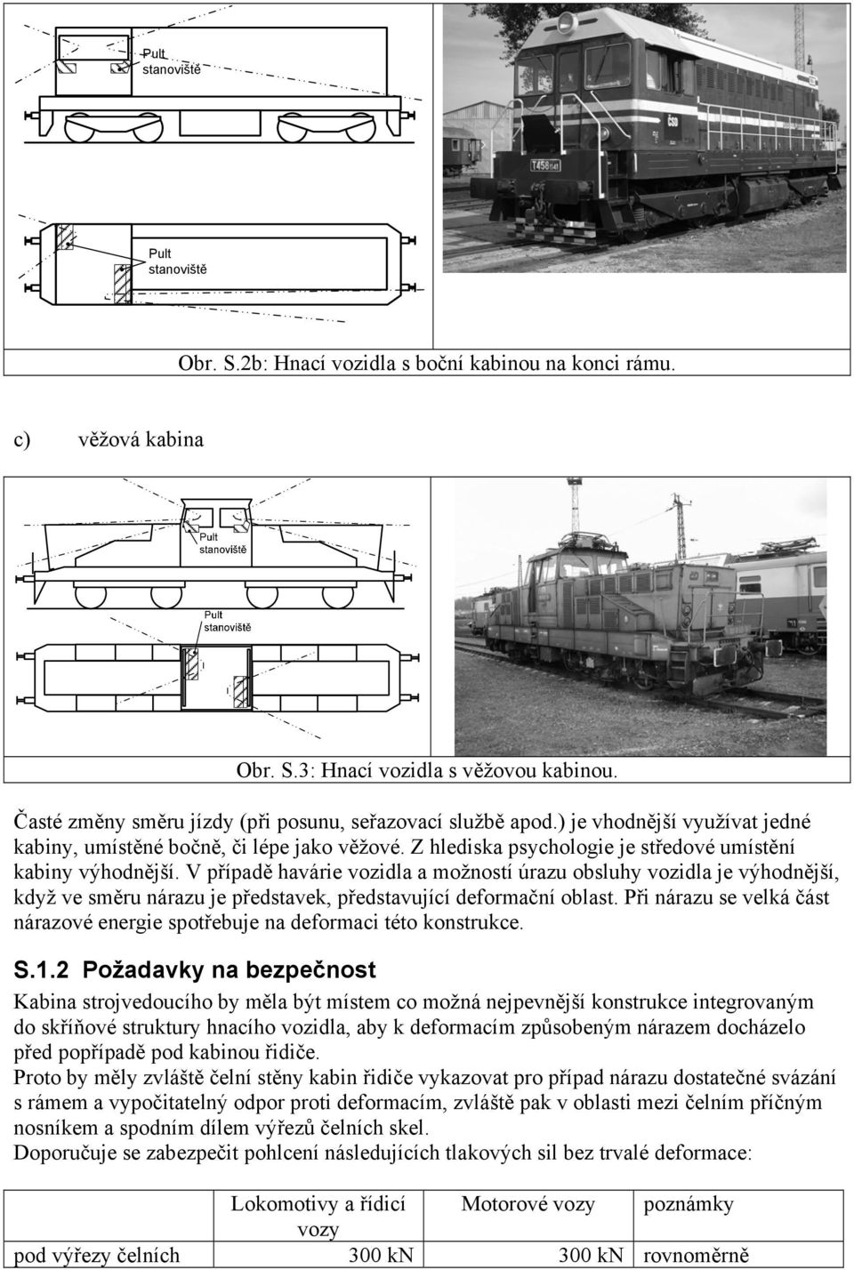 V případě havárie vozidla a možností úrazu obsluhy vozidla je výhodnější, když ve směru nárazu je představek, představující deformační oblast.