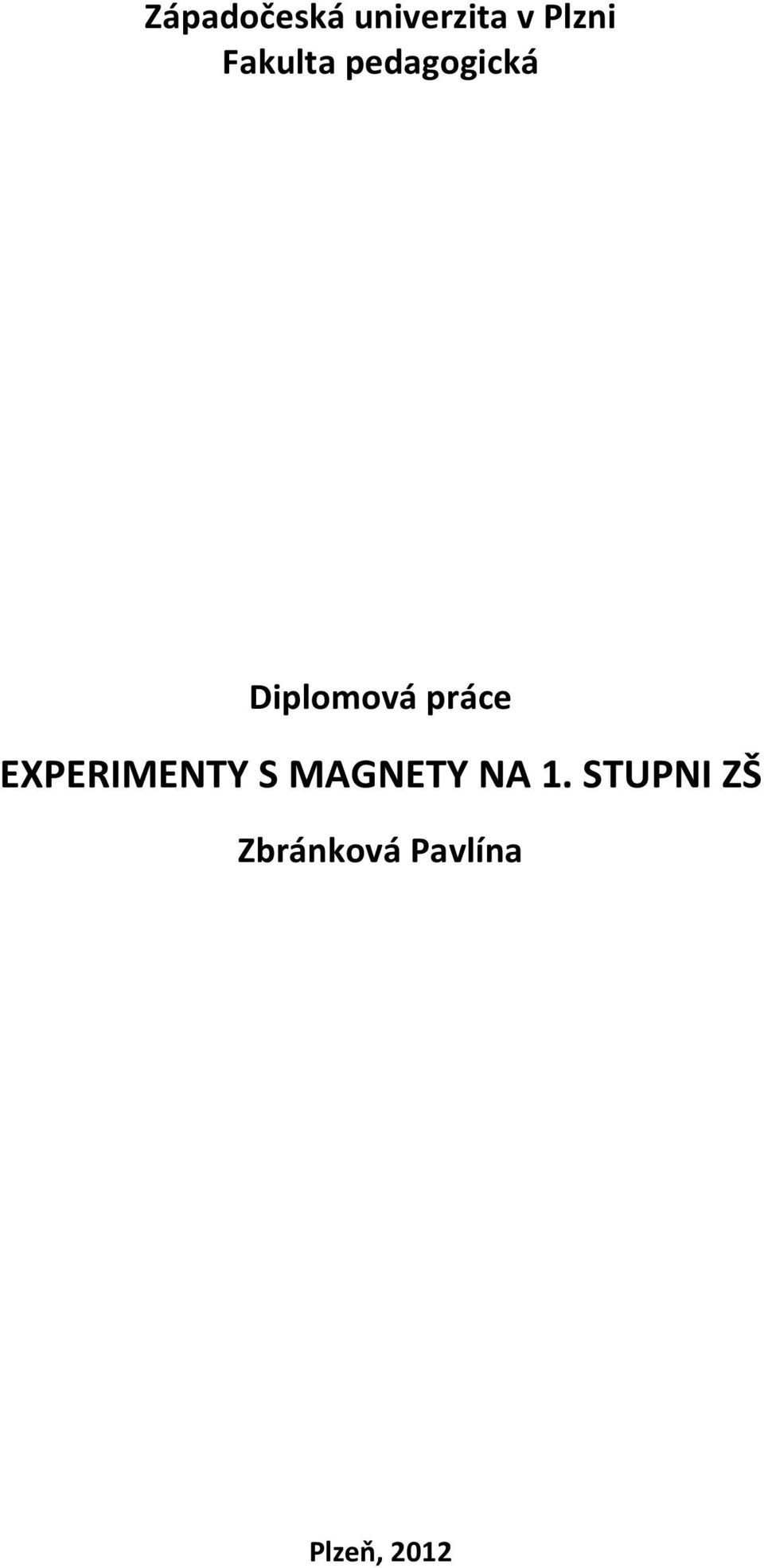 práce EXPERIMENTY S MAGNETY NA 1.