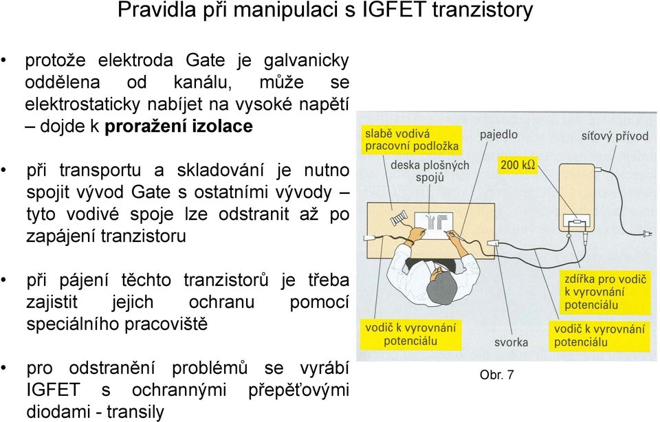 s ostatními vývody tyto vodivé spoje lze odstranit až po zapájení tranzistoru při pájení těchto tranzistorů je třeba