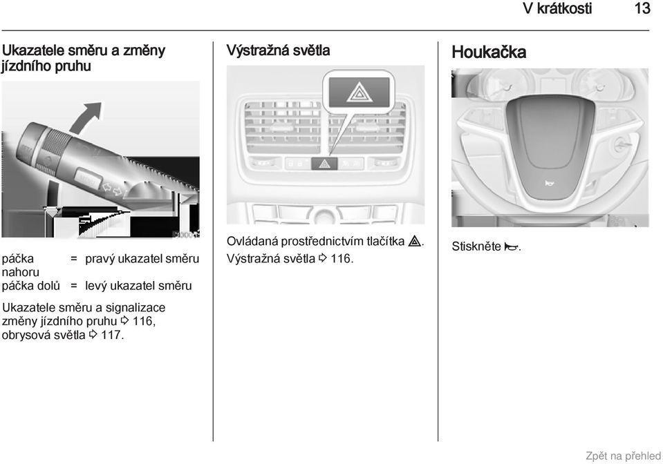 směru Ukazatele směru a signalizace změny jízdního pruhu 3 116, obrysová