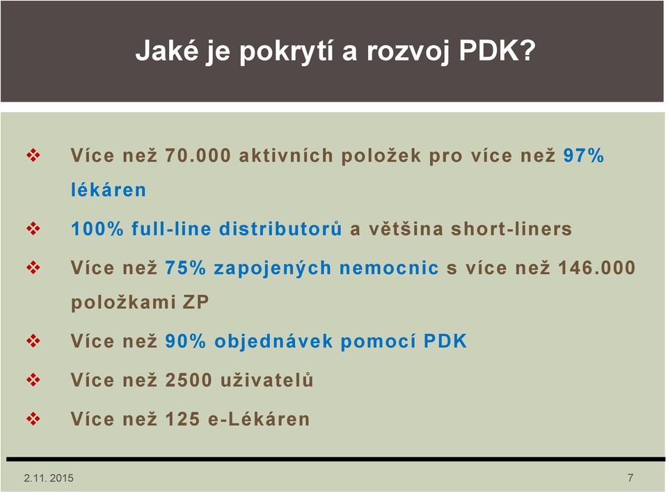 a většina short-liners Více než 75% zapojených nemocnic s více než 146.