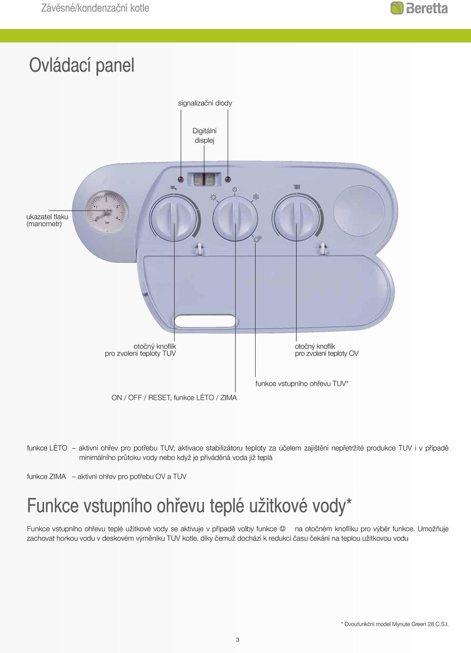 vody nebo když je přiváděná voda již teplá funkce ZIMA aktivní ohřev pro potřebu OV a TUV Funkce vstupního ohřevu teplé užitkové vody* Funkce vstupního ohřevu teplé užitkové vody se aktivuje v