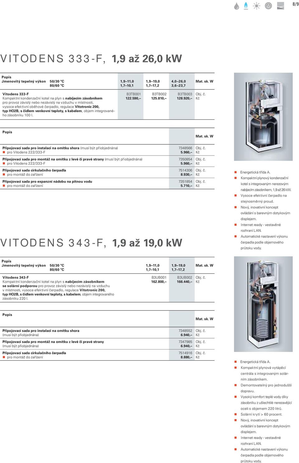 HO2B, s čidlem venkovní teploty, s kabelem, objem integrovaného zásobníku 100 l. B3TB001 122.590, B3TB002 125.810, B3TB003 128.920, Mat. sk.