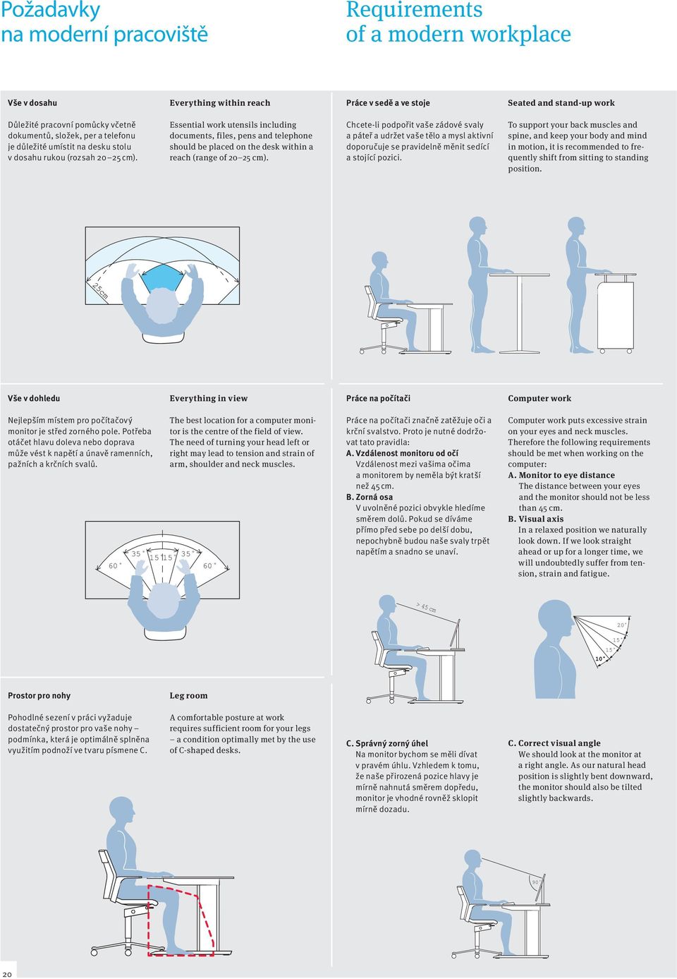 Essential work utensils including documents, files, pens and telephone should be placed on the desk within a reach (range of 20 25 cm).