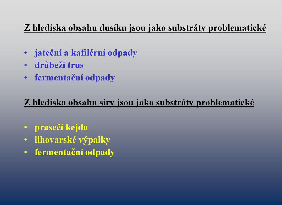 fermentační odpady Z hlediska obsahu síry jsou jako