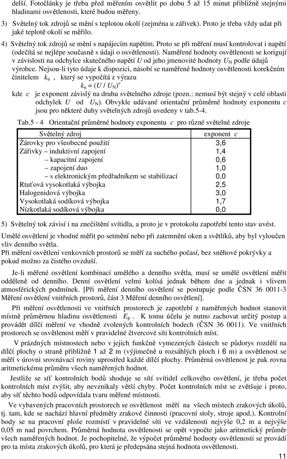 Proto se při měření musí kontrolovat i napětí (odečítá se nejlépe současně s údaji o osvětlenosti).