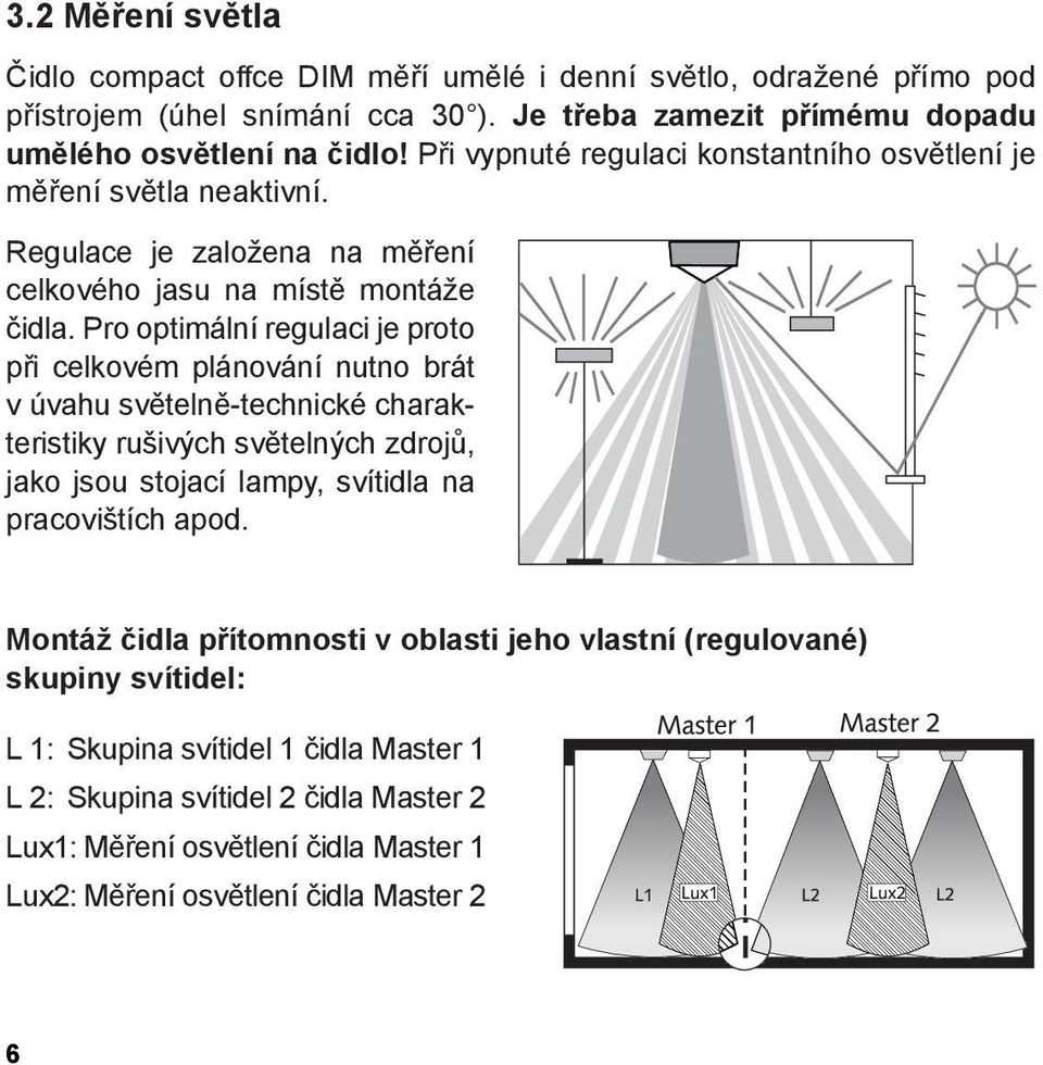 Pro optimální regulaci je proto při celkovém plánování nutno brát v úvahu světelně-technické charakteristiky rušivých světelných zdrojů, jako jsou stojací lampy, svítidla na pracovištích