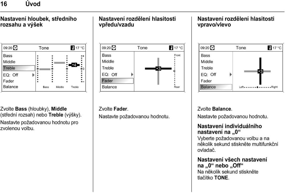 Zvolte Fader. Nastavte požadovanou hodnotu.