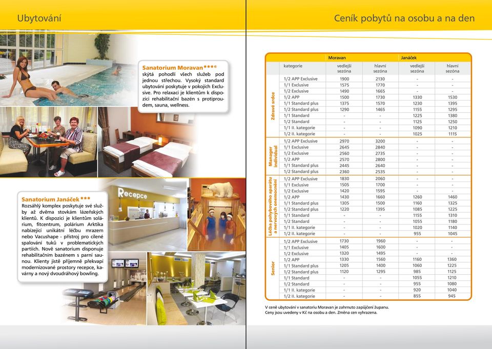 K dispozici je klientům solárium, fitcentrum, polárium Arktika nabízející unikátní léčbu mrazem nebo Vacushape - přístroj pro cílené spalování tuků v problematických partiích.