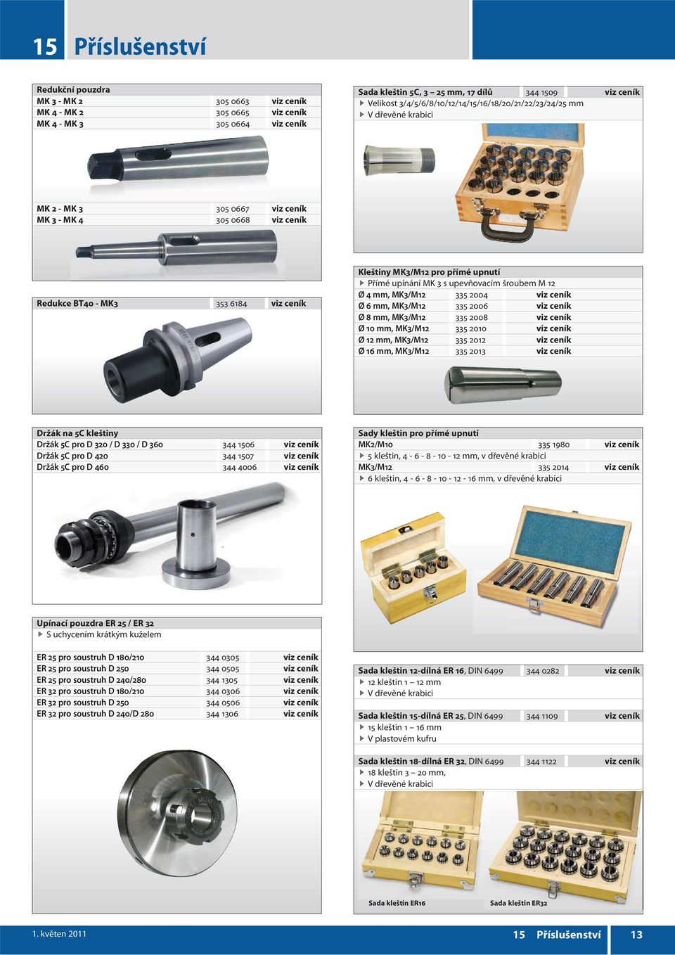 upnutí Přímé upínání MK 3 s upevňovacím šroubem M 12 Ø 4 mm, MK3/M12 335 2004 viz ceník Ø 6 mm, MK3/M12 335 2006 viz ceník Ø 8 mm, MK3/M12 335 2008 viz ceník Ø 10 mm, MK3/M12 335 2010 viz ceník Ø 12