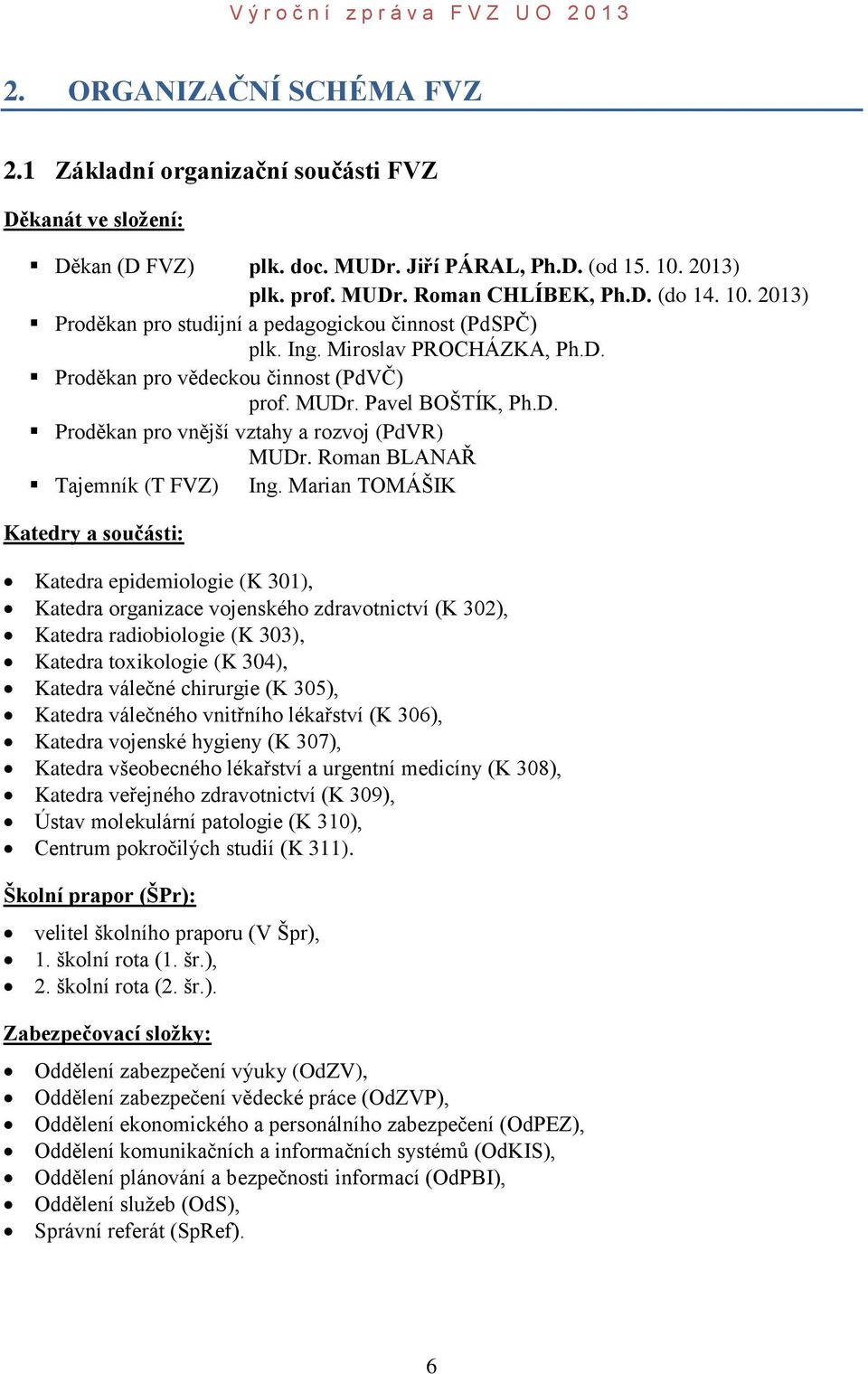 D. Proděkan pro vnější vztahy a rozvoj (PdVR) MUDr. Roman BLANAŘ Tajemník (T FVZ) Ing.