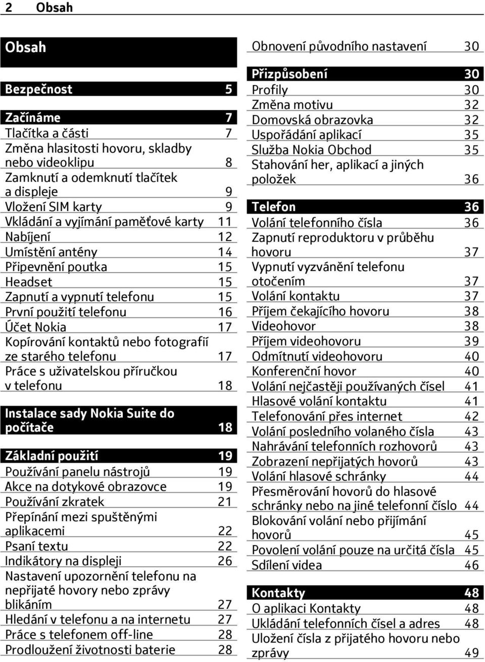 17 Práce s uživatelskou příručkou v telefonu 18 Instalace sady Nokia Suite do počítače 18 Základní použití 19 Používání panelu nástrojů 19 Akce na dotykové obrazovce 19 Používání zkratek 21 Přepínání