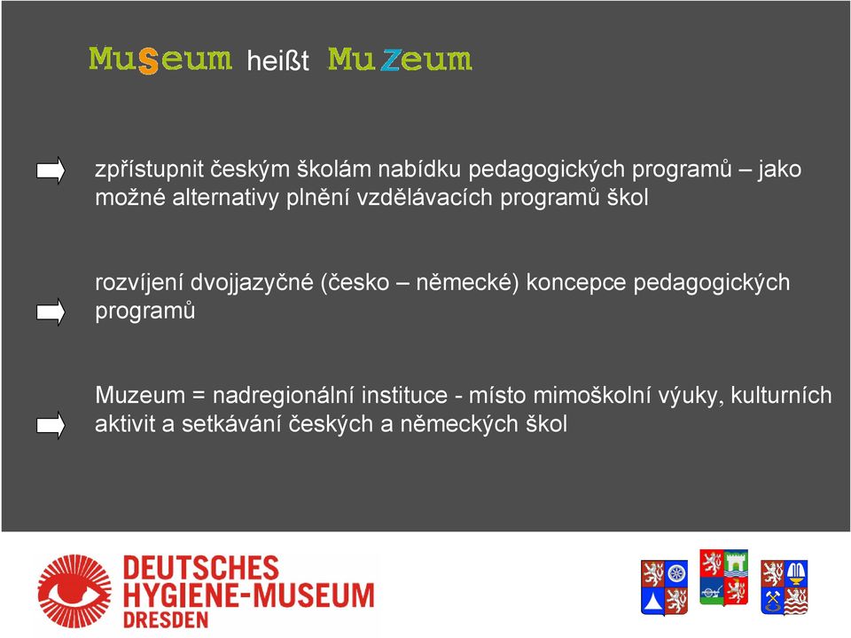 dvojjazyčné (česko německé) koncepce pedagogických programů Muzeum =