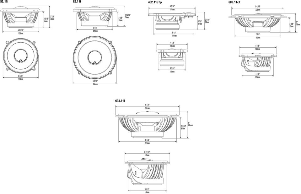 11cfp 3-3/16" 80mm 4-1/8" 104mm 5-1/4" 134mm 6-3/16" 157mm 1-7/8" 47mm 2-5/16" 58mm 682.