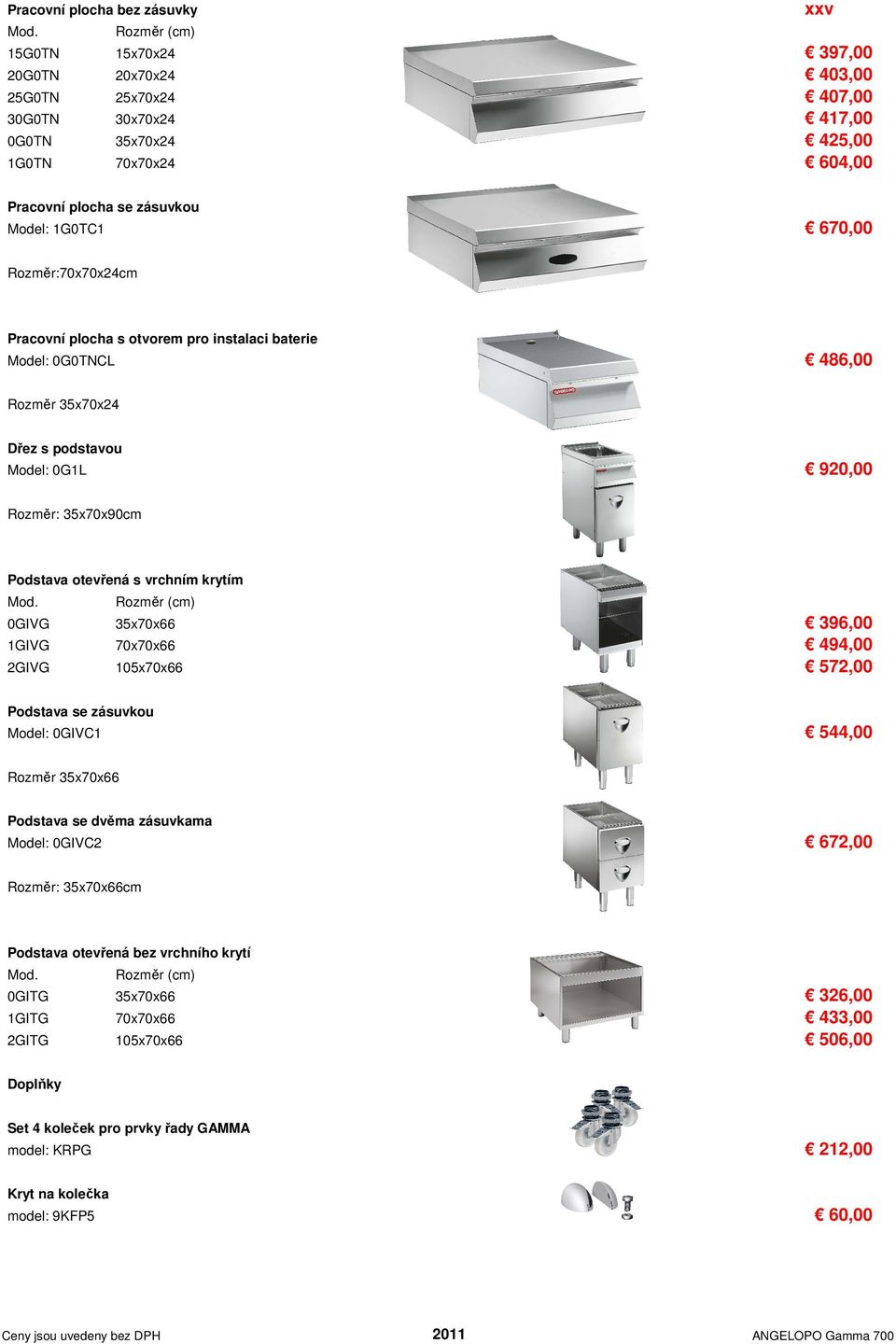 otevřená s vrchním krytím Rozměr (cm) 0GIVG 35x70x66 396,00 1GIVG 70x70x66 494,00 2GIVG 105x70x66 572,00 Podstava se zásuvkou Model: 0GIVC1 544,00 Rozměr 35x70x66 Podstava se dvěma zásuvkama Model: