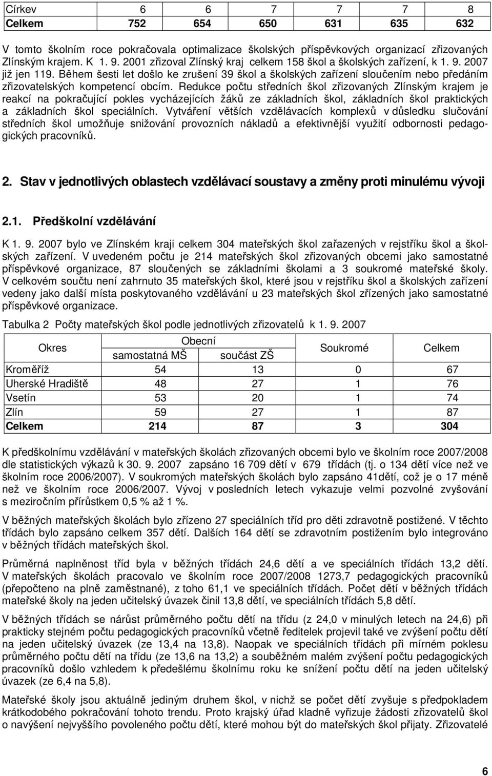 Během šesti let došlo ke zrušení 39 škol a školských zařízení sloučením nebo předáním zřizovatelských kompetencí obcím.