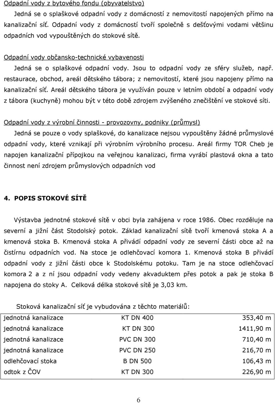 Jsou to odpadní vody ze sféry služeb, např. restaurace, obchod, areál dětského tábora; z nemovitostí, které jsou napojeny přímo na kanalizační síť.