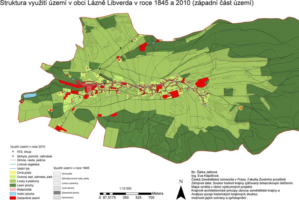 náhrobek Silnice, cesta, pešina Rašeliniště Využití území v roce 1845